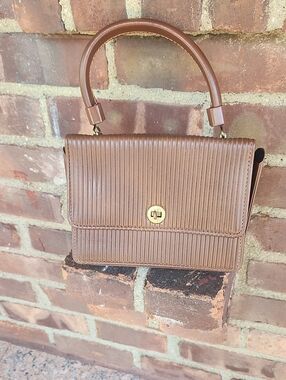 Textured Top-Handle Satchel in Tan